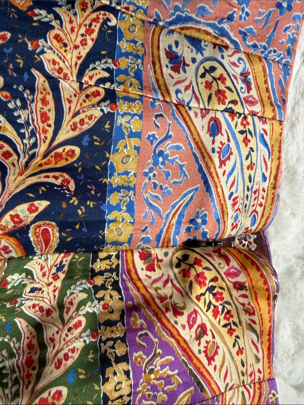 Boho Paisley Multicolor Silk-Look Skirt - Picture 3 of 3